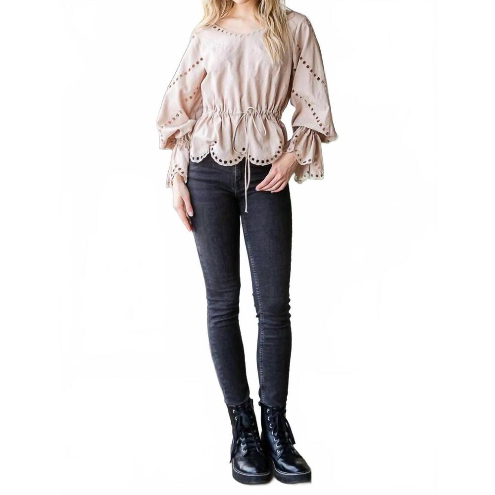 NEW OLI & HALI coco peasant top in beige - Picture 9 of 10